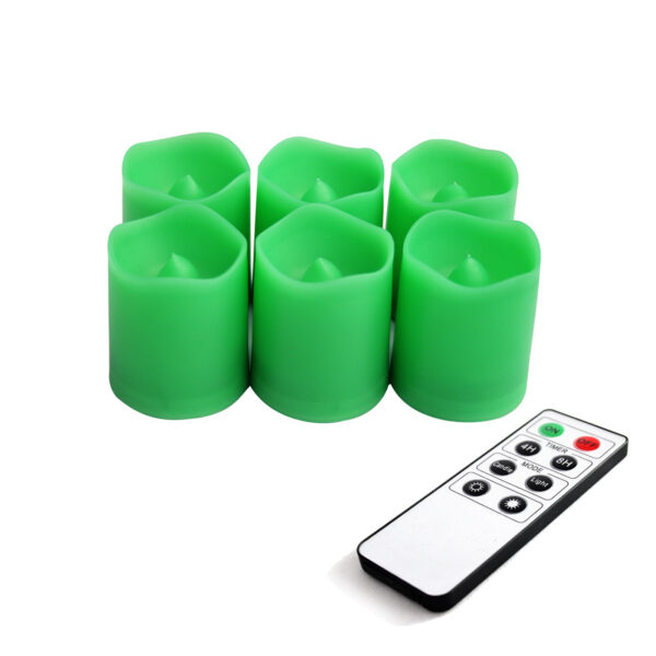 EcoGecko Indoor/Outdoor Remote Controlled Votive Flameless LED Candles, Green - Image 5