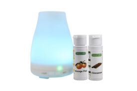 EcoGecko Aromatherapy Essential Oil Diffuser, Aroma Oil Diffuser with Color Changing LED Lights includes Cinnamon and Orange Peel Oils