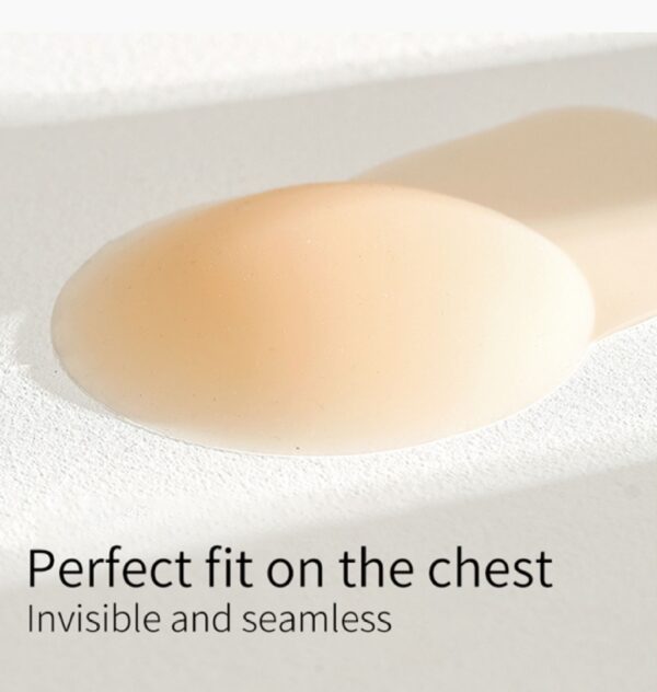 Fullness Round Shape 4.5" Adhesive Silicone Reusable Push Up Lift Pasties Nipple Cover Beige - Image 4