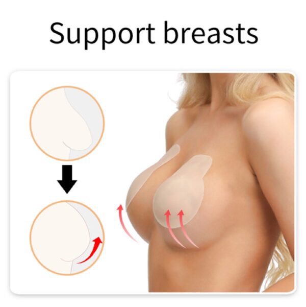 Fullness Round Shape 4.5" Adhesive Silicone Reusable Push Up Lift Pasties Nipple Cover Beige - Image 6