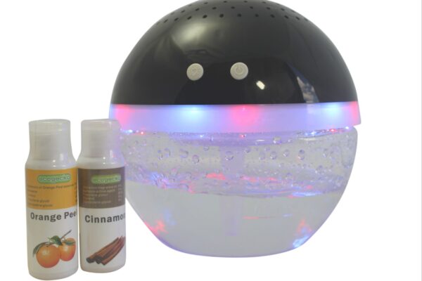 EcoGecko Magic Ball, Light Up Air Revitalizer, Air Freshener, Room Aromatizer, Aromatherapy, Aroma and Essential Oil Diffuser with Orange Peel, Cinnamon Oils, 2 Bottle 30ml Each  