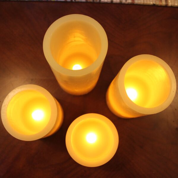 EcoGecko Flameless Pillar Candles Set of 4 – Real Wax LED Candles with Timer, Battery Operated, Safe for Home, Wedding & Holiday Decor – Sizes 2.5", 3.5", 4.5", 5.5" - Image 3