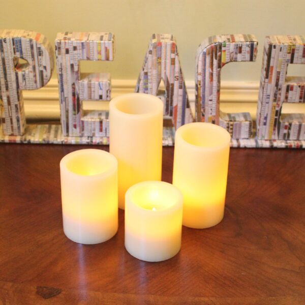 EcoGecko Flameless Pillar Candles Set of 4 – Real Wax LED Candles with Timer, Battery Operated, Safe for Home, Wedding & Holiday Decor – Sizes 2.5", 3.5", 4.5", 5.5" - Image 6
