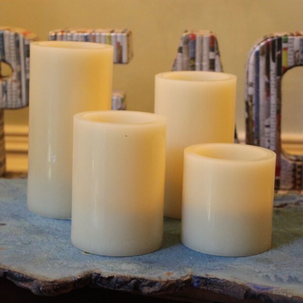 EcoGecko Flameless Pillar Candles Set of 4 – Real Wax LED Candles with Timer, Battery Operated, Safe for Home, Wedding & Holiday Decor – Sizes 2.5", 3.5", 4.5", 5.5" - Image 7