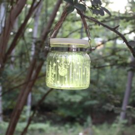 Candle Choice Living Jar, Indoor Outdoor Battery-operated Jar Light with Remote and Timer, Ornaments and Christmas Trees Design
