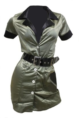 Flirtzy Women's Army Green Combat Cosplay Dress Boot Camp Soldier Costume