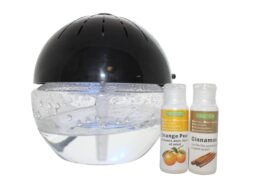 EcoGecko Earth Globe Glowing Water Air Purifier & Revitalizer – Air Washer, Freshener & Essential Oil Diffuser – Includes 30ml Orange Peel & 30ml Cinnamon Oils